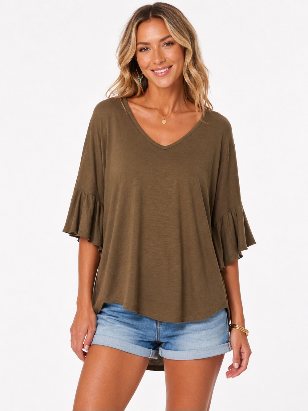 Chaser ruffle sleeve top size Medium